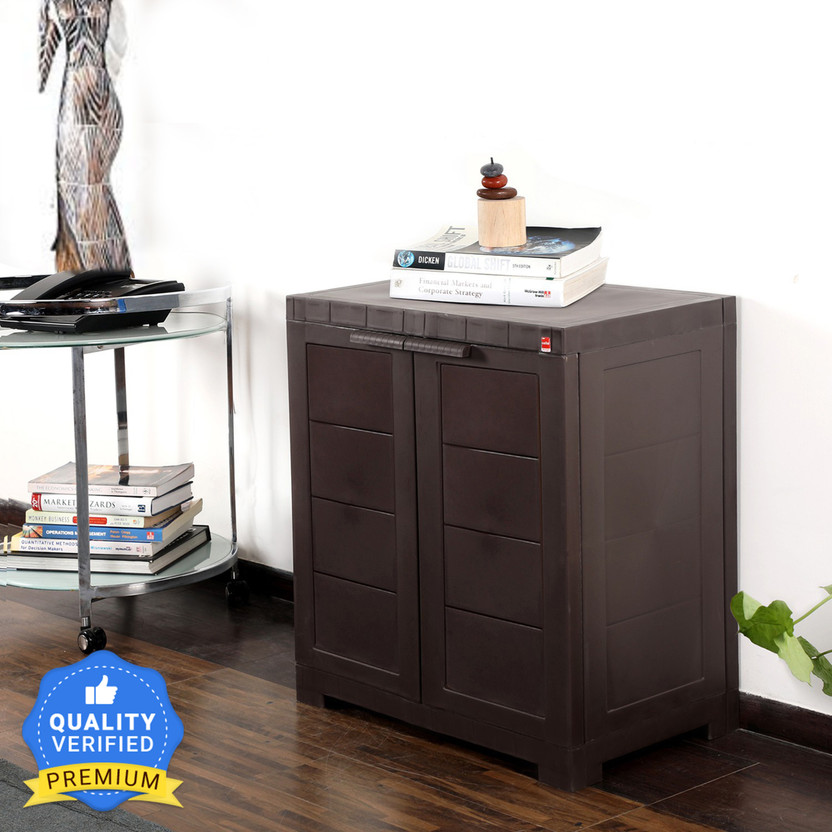 Cello Storage Cupboard Plastic Free Standing Cabinet(Finish Color - Pearl Brown, Door Type- Hinged, DIY(Do-It-Yourself))