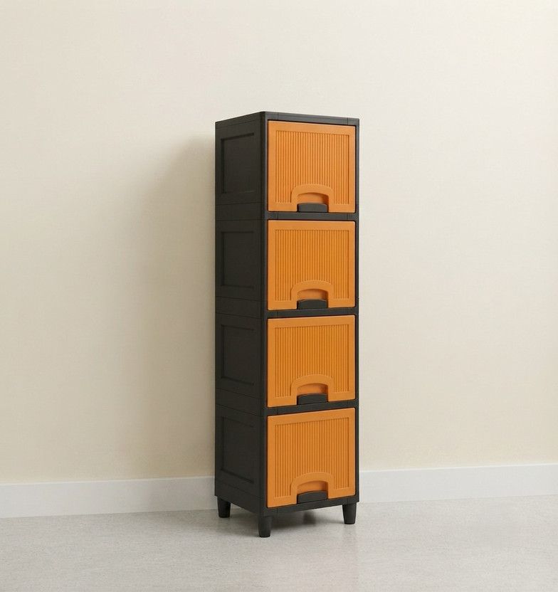 MAXTID MAXTID Multi Layer Plastic Storage Cabinet Free Standing Organizer for Home Office Plastic Open Book Shelf(Finish Color - Black-Orange, DIY(Do-It-Yourself)) - Flipkart Deal