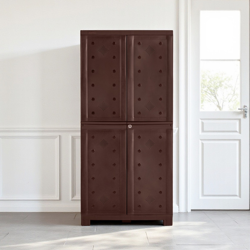 AVRO furniture CUBE-MP-2-cabinets Plastic Free Standing Cabinet(Finish Color - Brown, Door Type- Hinged, DIY(Do-It-Yourself))