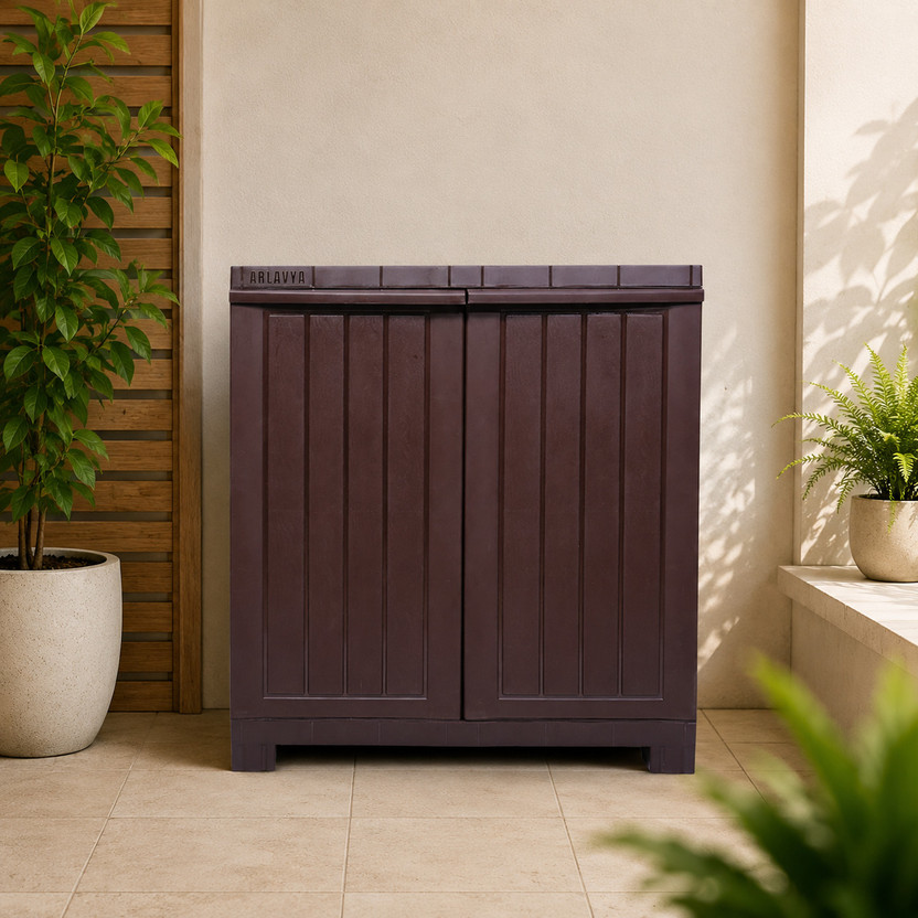 ARLAVYA Premium Quality | 1 Year Warranty | Plastic Cabinet Cupboard Almirah Plastic Free Standing Cabinet(Finish Color - Dark Brown, Door Type- Hinged, DIY(Do-It-Yourself))