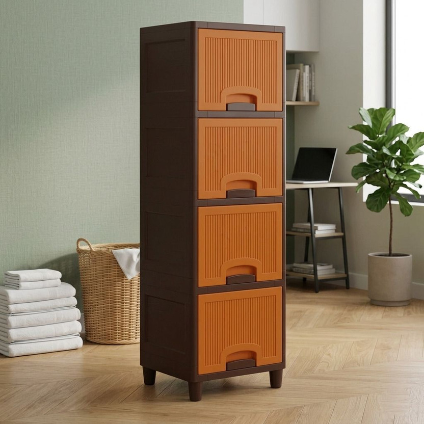 MAXTID Multi layer drawer Cabinet with Elegant Straight-Edge Design Plastic Plastic Free Standing Cabinet(Finish Color - White, Door Type- Frameless Sliding, DIY(Do-It-Yourself))