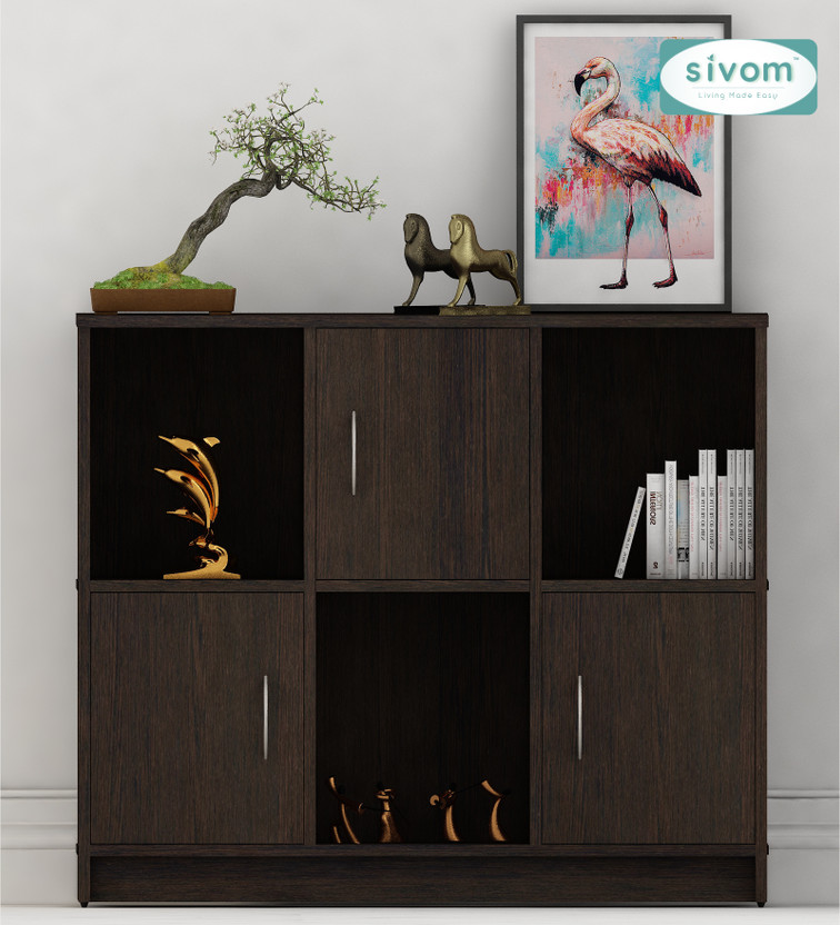 SIVOM Plaza Multipurpose Storage Unit/ Engineered Wood Free Standing Cabinet(Finish Color - Dark Wenge, Knock Down)