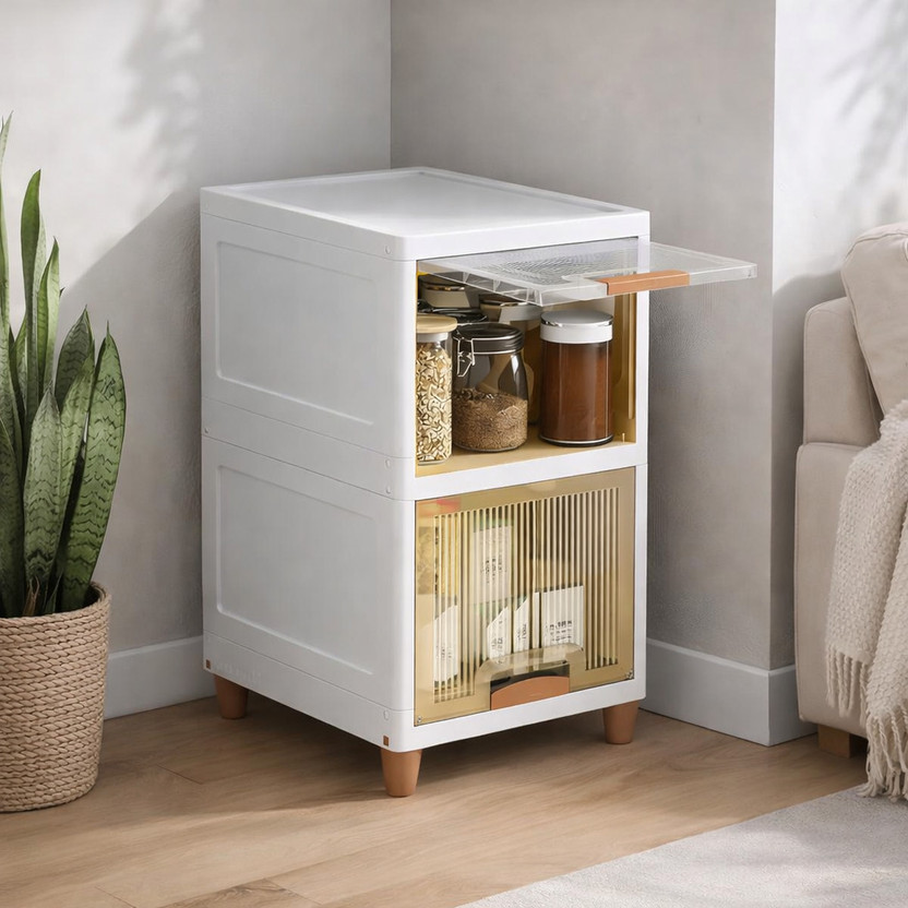 Velfree Velfree Plastic Wardrobe Organizer/Foldable Cupboard for Storage/Stackable Storage Plastic Free Standing Cabinet(Finish Color - White, Pre-assembled) - Flipkart Deal