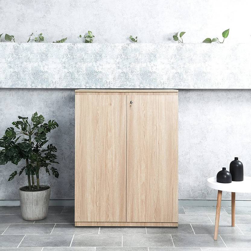 ATMOSPHERE Swing Lock Storage Unit/2 Door Storage Table For Bedroom/ Engineered