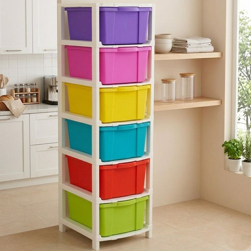 YASHODEEP PLASTIC Heavy-Duty Box – Big Size Vertical Organizer Plastic Free Standing Cabinet(Finish Color - Multicolor, Door Type- Framed Sliding, DIY(Do-It-Yourself))