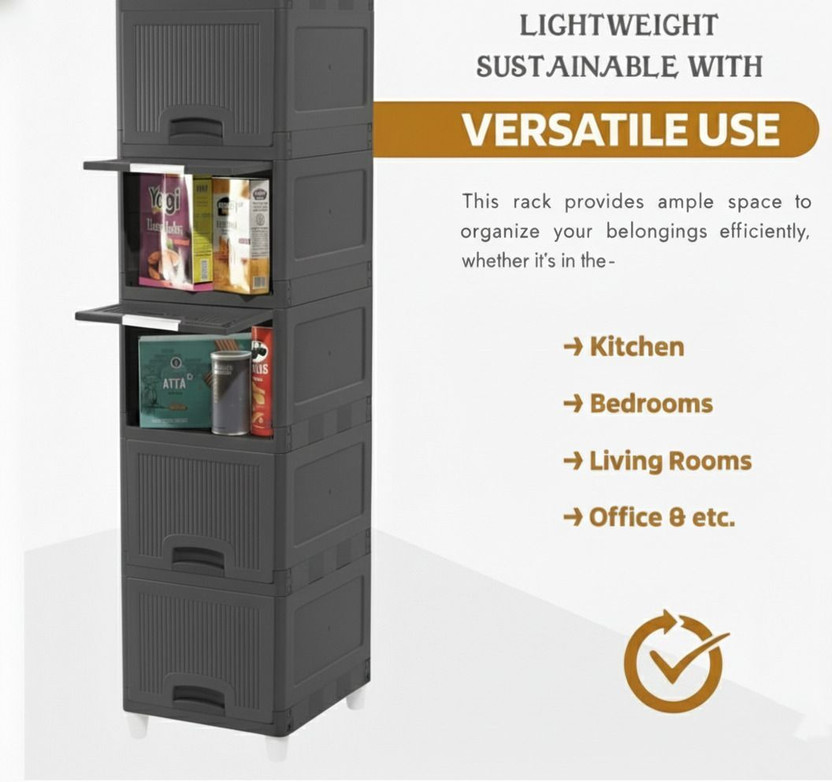Surety for Safety 5 Layer Cabinet everywhere Use Storage(White)) Plastic Vertical Filing Cabinet(Finish Color - Grey, DIY(Do-It-Yourself))