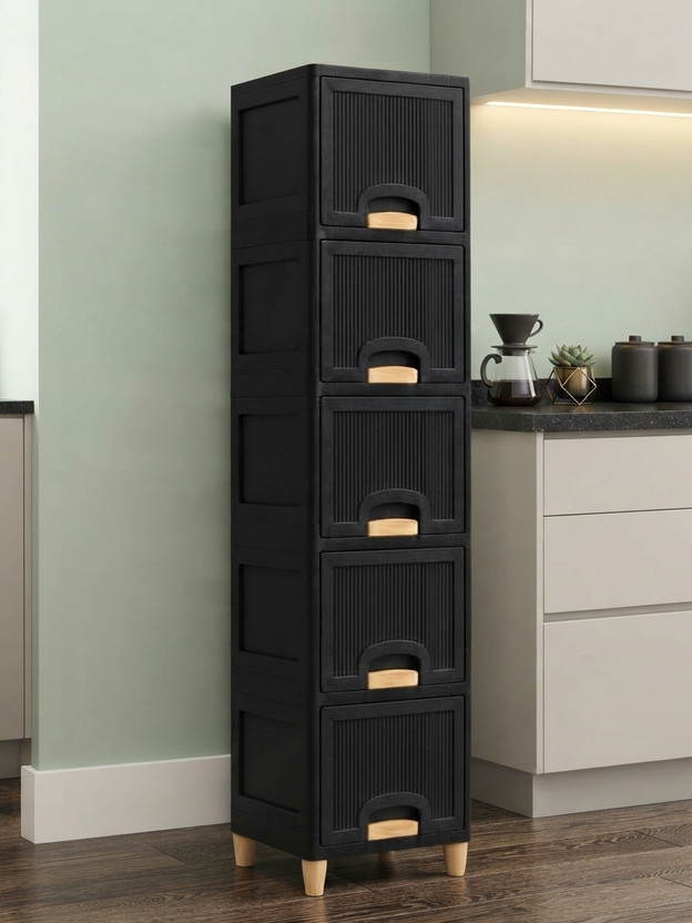 Sorath Sorath Kitchen Multi Layer Organizer Storage Cabinet PVC Collapsible Wardrobe(Finish Color - Black, DIY(Do-It-Yourself)) - Flipkart Deal