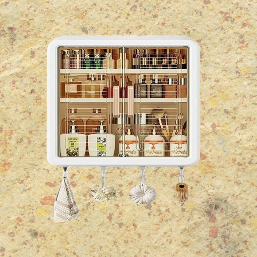 Totthar wall mounted storage box self adhesive cabinet for home use Plastic Wall Mount Cabinet(Finish Color - Multi, Door Type- Hinged, DIY(Do-It-Yourself))