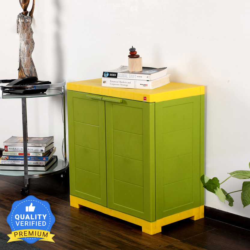 Cello Novelty Compact | 3 Years Warranty - Manufacturing defect Plastic Free Standing Cabinet(Finish Color - GREEN & YELLOW, Door Type- Hinged, DIY(Do-It-Yourself))