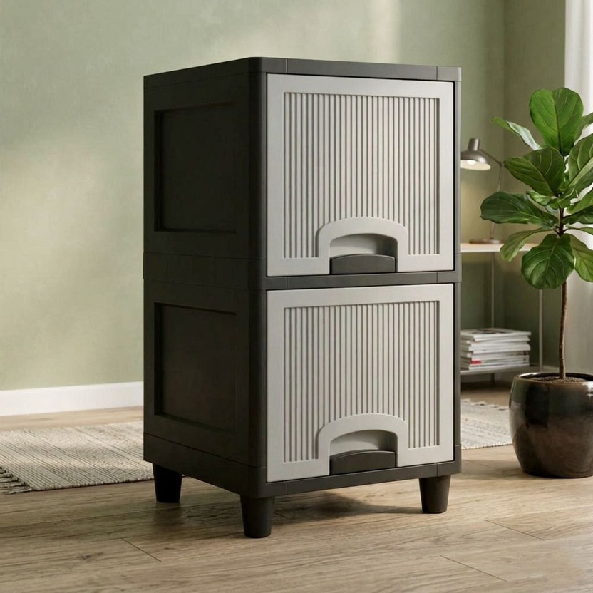 MAXTID White 6 layer Home Storage Cabinet with Drawer System Plastic Free Standing Cabinet(Finish Color - White, Door Type- Folding, DIY(Do-It-Yourself))