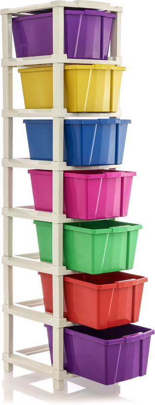 Vallaree 7 Layer Plastic Multipurpose Storage Drawer Organizer Plastic Free Standing Chest of Drawers(Finish Color - Multicolor, Door Type- Hinged, Pre-assembled)