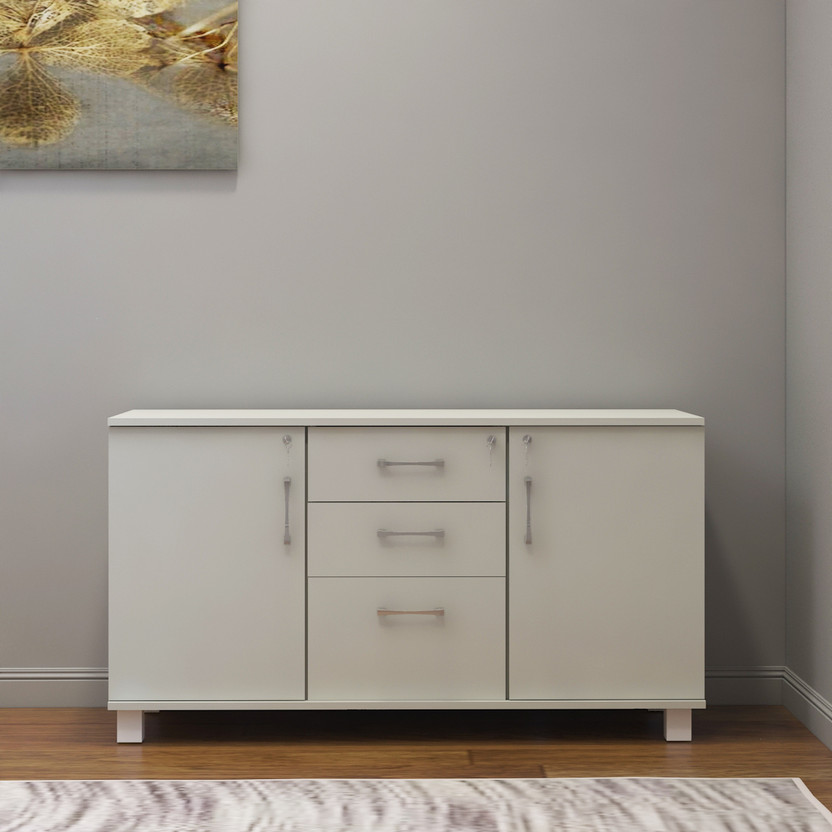 WOODYOU Engineered Wood Free Standing Cabinet(Finish Color - Pure White, Door Type- Hinged, Knock Down)