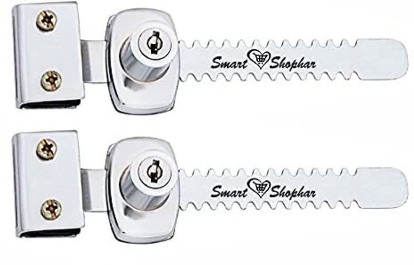 Vaishnavi Auto Solution Steel And Zinc Alloys Tarmenet 5 Inches Silver 2 pc Glass Door Lock(Pack of 2)