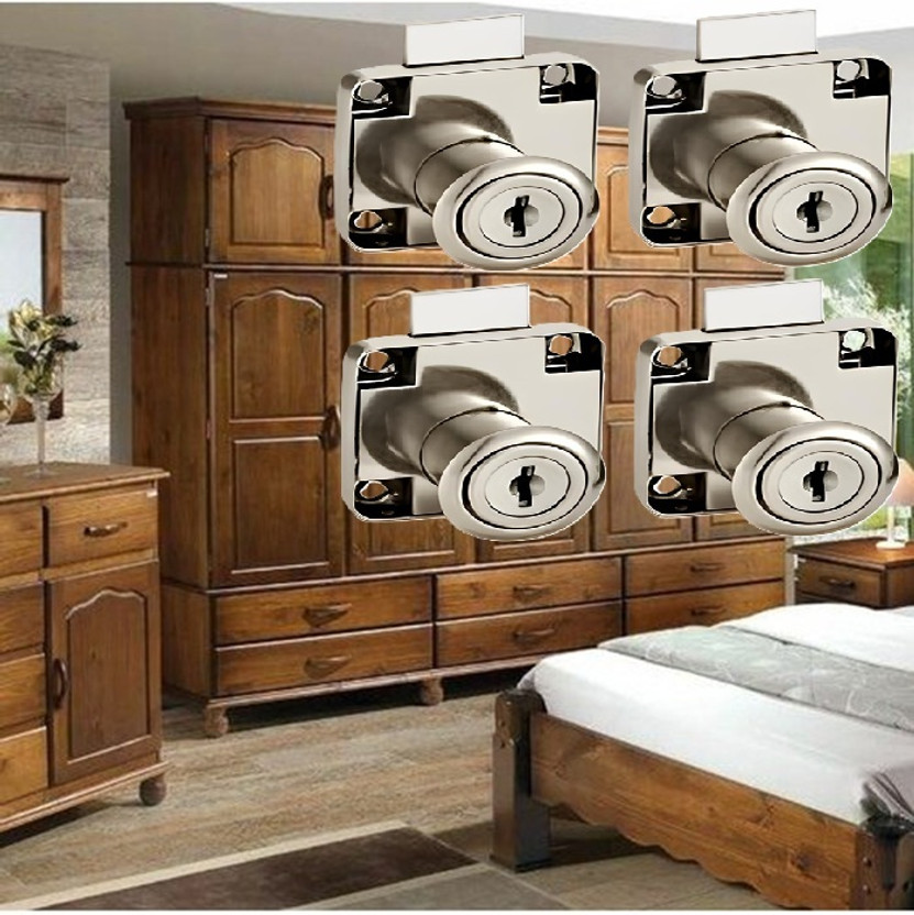 Smart Shophar Multipurpose Cabinet Drawer Lock with 2 Key Rev-A-Lock Cabinet Security System(Pack of 4)