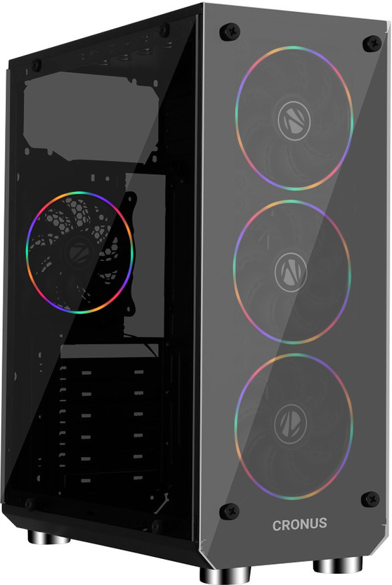 ZEBRONICS ZEB-877B-CRONUS Mid tower Cabinet with USB 2.0 and USB 3.0 Ports Compatible with Gaming Console(Black)