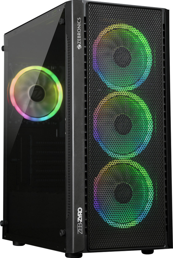 ZEBRONICS Zeb-Zyro (Black) Mid tower Cabinet with USB 2.0 and USB 3.0 Ports Compatible with Gaming Console(Black)