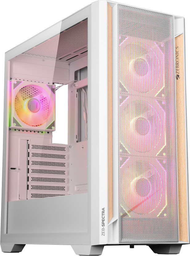 ZEBRONICS Zeb-Spectra (White) Mid Tower Cabinet with USB 2.0 and USB 3.0 Ports Compatible with Gaming Console(White)