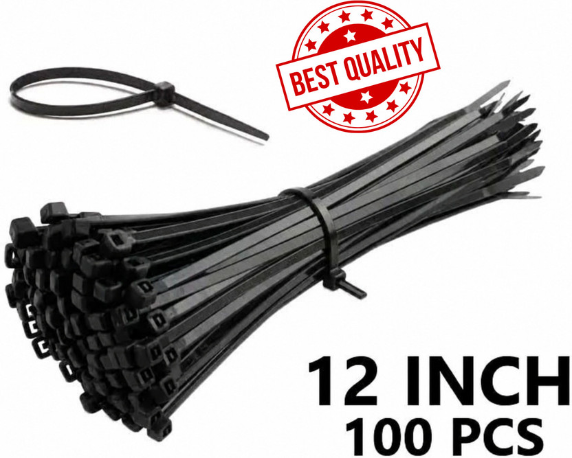 Escape Tribe 12 inch 100pcs Nylon Flexible Straps Cable Tie(Black Pack of 100)