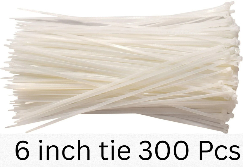 Escape Tribe 6 inch 300 pcs Nylon Flexible Straps Cable Tie(White Pack of 1)