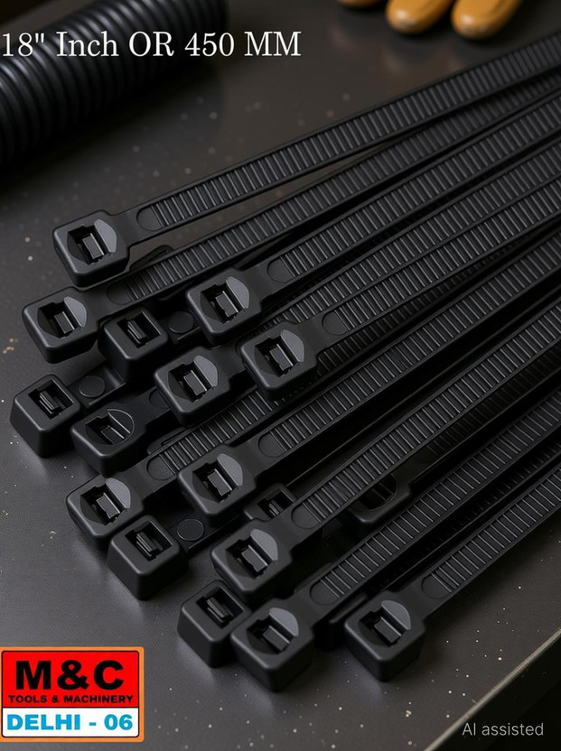 MANDC 18" Inch Cable Tie Nylon Flexible Straps Cable Tie(Black Pack of 100)