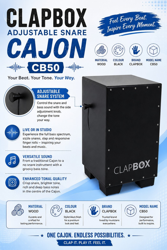 music galaxy CLAPBOX CB50 ADJUSTABLE SNARE CAJON MGMG1 Cajons