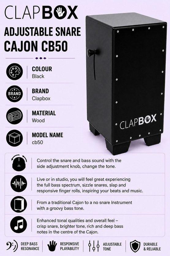 music galaxy CLAPBOX CB50 ADJUSTABLE SNARE CAJON MGMG18 Cajons