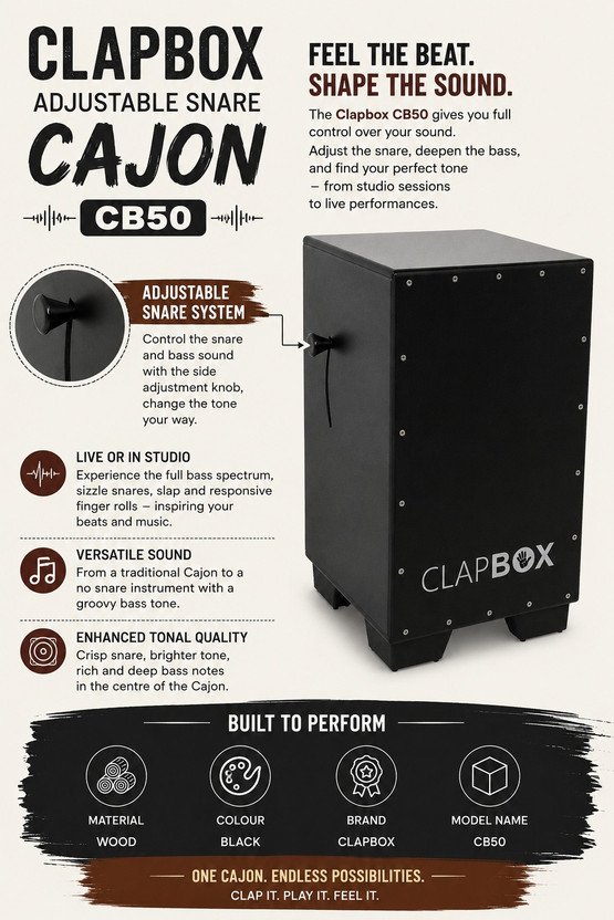 music galaxy CLAPBOX CB50 ADJUSTABLE SNARE CAJON MGMG6 Cajons