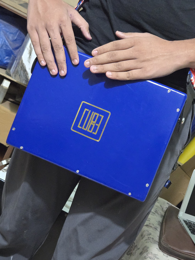 Rhythm Pro Cube JamBox Traveller Cajon Blue With Internal Snare Tap & Strap SIZE 30/20/6CM Cajons