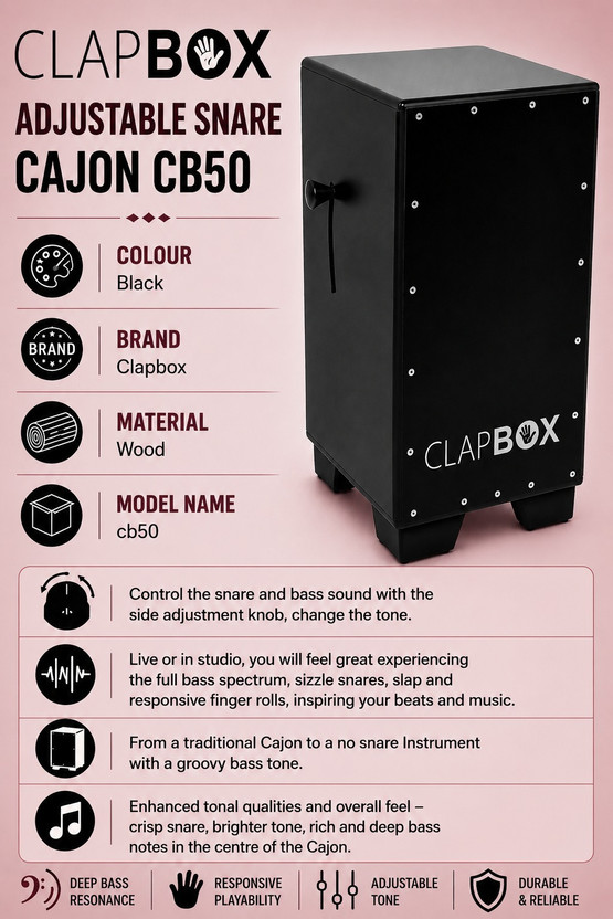 music galaxy CLAPBOX CB50 ADJUSTABLE SNARE CAJON MGMG15 Cajons
