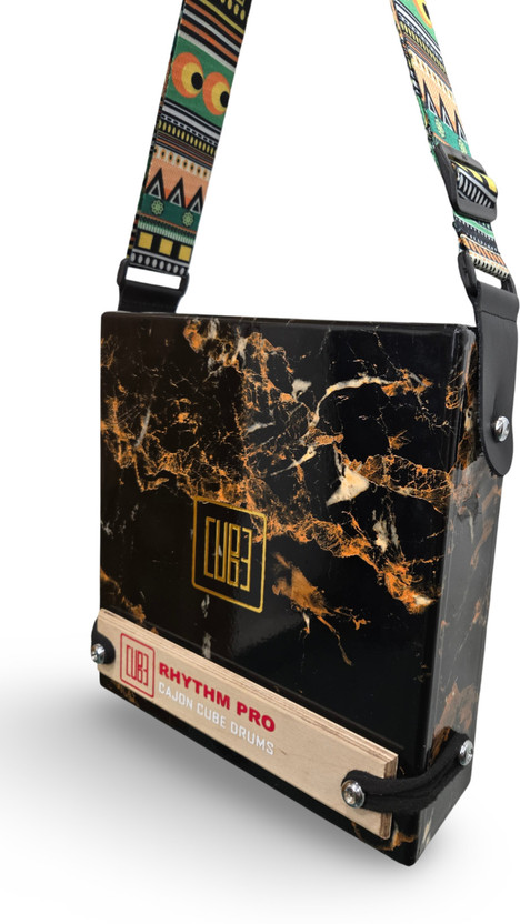 Rhythm Pro Cajon Cube Pro Traveller Cajon (BLACK MARBLE) With External Snare Tap & Strap Cajons