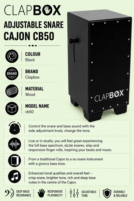 music galaxy CLAPBOX CB50 ADJUSTABLE SNARE CAJON MGMG19 Cajons