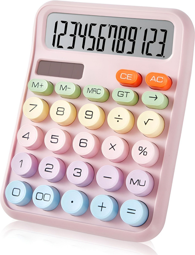 Aseenaa 12-Digit Large Tilted LCD With Dual Power Calculator for Kids Students Office 12-Digit Mechanical Typewriter Style Dual Power (Solar & Battery) Calculator Basic  Calculator(12 Digit)