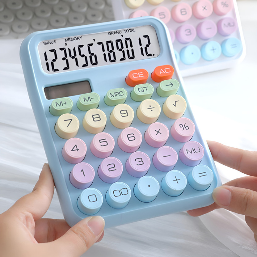 Aseenaa Dual Power LCD Mechanical Calculator for Financial Accounting, Office & Shop Tilted LCD Display for Financial Accounting, Office & Shop (Random Color) Financial  Calculator(12 Digit)
