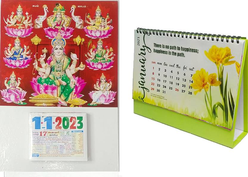 VAHISSH Tamil Daily Sheet 2023 Calendar ASTALAKSHMI and FLOWER tabletop calendar 2023 Table