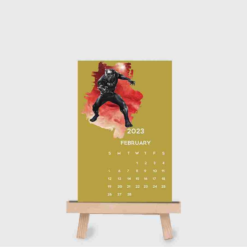 CREATIVE CONVERT Marvel Desk Calendar with Wooden Easel Stand 2023