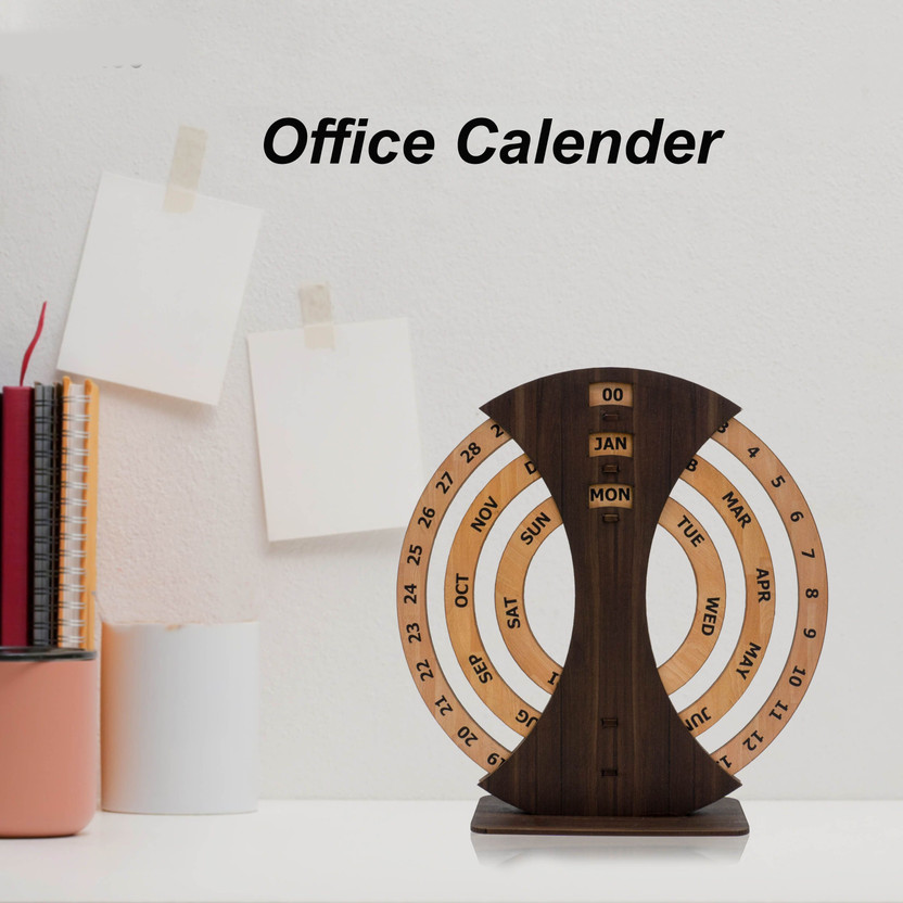 iMPACTGift Rotating Perpetual Calendar/Wooden Forever /Never Ending ,Wooden,Corporate Gift Lifetime Table calendar medium size unique corporate gift for office decor Table Calendar(Brown, Made in India Eco Friendly, Infinite calendar)