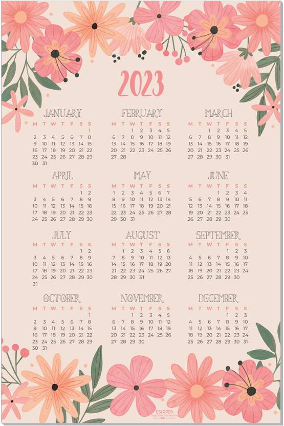 ESCAPER Flower Themes Wall Calendar 2023 | Yearly Calendar 2023 2023