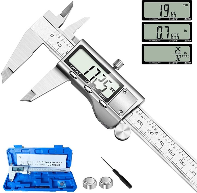 Harboan digital vernier caliper 6 Inch/150mm Micrometer Caliper digital Vernier Caliper with Large LCD Screen, Easy Change of Inch Metric Fraction, 6 Inch Caliper Tool Digital Caliper(0 - 150 mm)