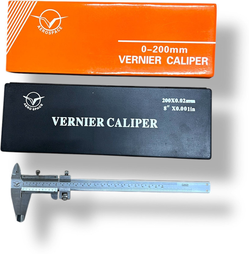 GoodsBazaar 0-200 MM Manual Plain Vernier Caliper Stainless Steel Thickness Measuring Gauge Electronic Vernier Micrometer Multimeter Measuring Instrument Hand Tool 200mm 8" Vernier Caliper(0-200 mm)