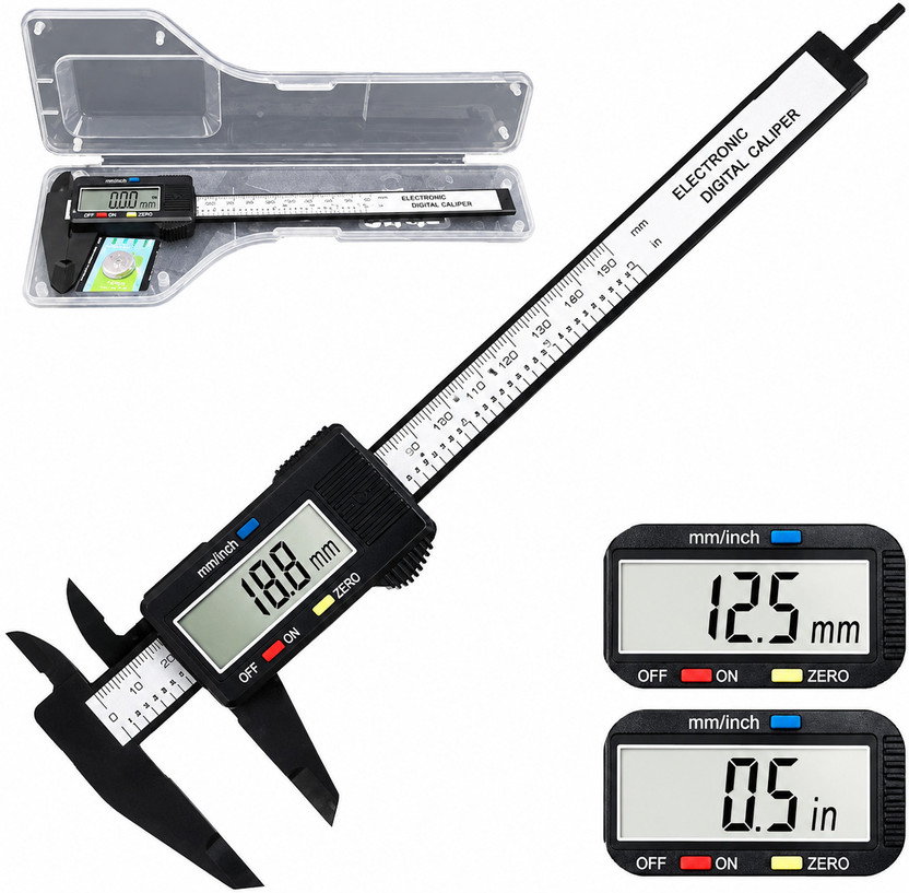 AVIRATH ENTERPRISE Plastic Digital Vernier Caliper 150MM (6 Inch) LCD Measuring Tool Millimeter Conversion Suitable for Jewelry Measurement and 3D Printing Digital Caliper(0–150 mm (0–6 Inch) mm)