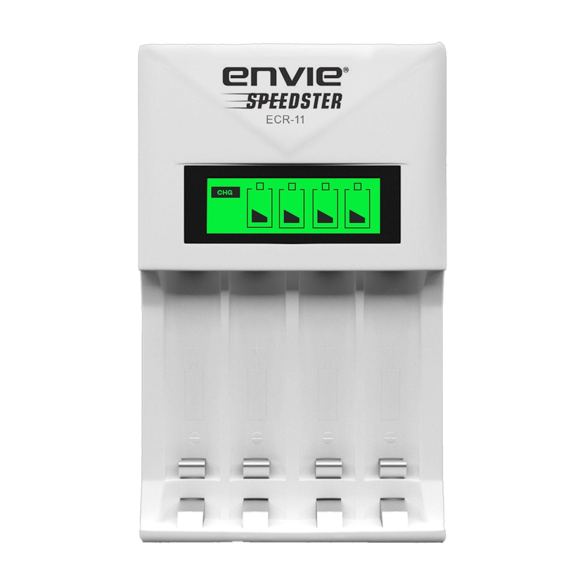 Envie Ultra Fast Charger ECR 11 | For AA & AAA Ni-mh Rechargeable Batteries | With LCD Display | 1800MA Output Current (White) (ECR 11)  Camera Battery Charger(White)