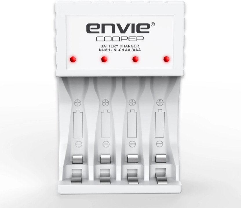 Envie Ultra Fast Charger ECR 20 MC | For AA & AAA Ni-mh Rechargeable Batteries | With LED Indicator | 600MA output current| Compatible with Power Banks | Car Charger | Laptop | Travel Adapter (White) (ECR 20 MC)  Camera Battery Charger(White)