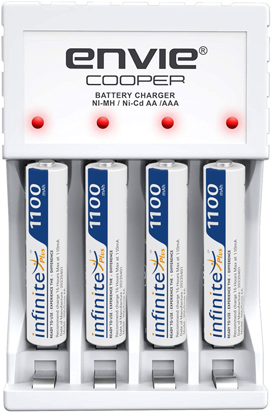 Envie Fast Charger ECR 20MC with AAA Rechargeable Batteries | For AA & AAA Ni-Cd & Ni-mh Rechargeable Batteries With LED Indicator | Compatible with Power Banks Travel Adapter  Camera Battery Charger(White)