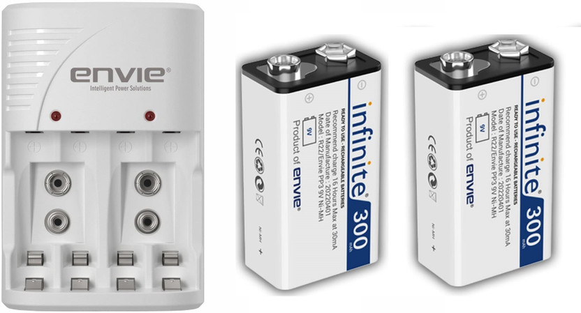 Envie Nexa ECR 30 Charger With 2X 9V 300mAh Rechargable Battery Pack of 3  Camera Battery Charger(White)