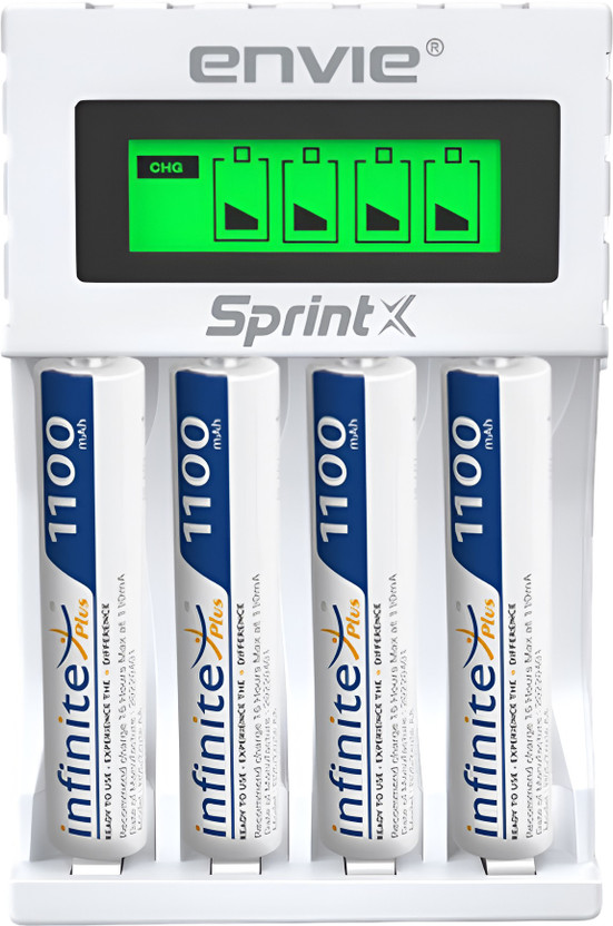 Envie ECR 11 MC Ultra Fast Charger With 4 x AAA 1100 Infinite Plus rechargeable  Camera Battery Charger(White)