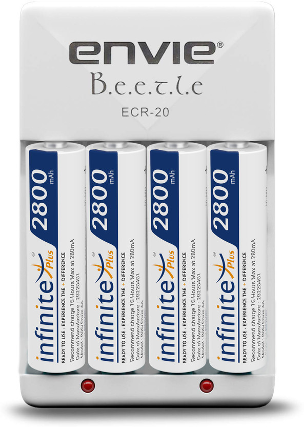 Envie ECR20+4x AA 28004PL  Camera Battery Charger(White)