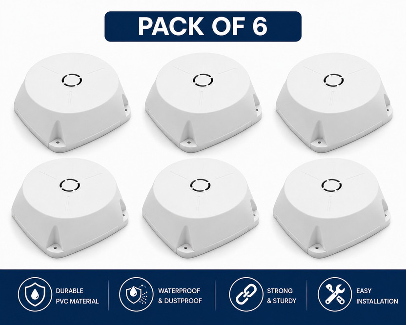 CH Enterprises ( Pack of 6 ) CCTV Camera Cable Management PVC Junction Box | White Camera Housing