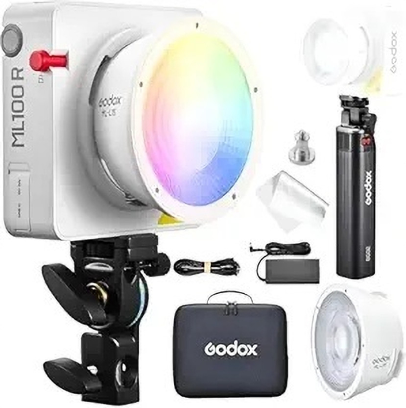 GODOX ML100R Kit 3 RGB Video Light with BG02 Battery Grip 0 lx Camera LED Light