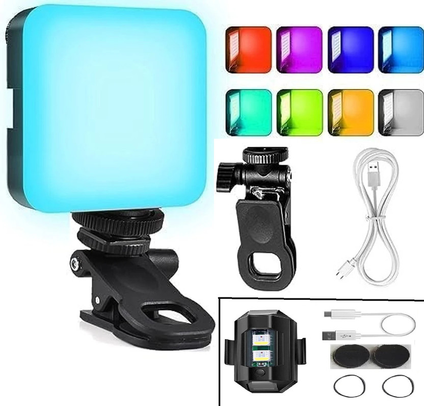GUOi AY83 RGB Dimmable Mobile Video Light, for Tablet, phone,Camera-(WITH BIKE LIGHT) 100 lx Camera LED Light(Batteries Included)