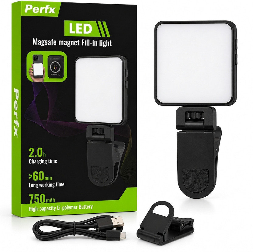 Perfx Rechargeable MagSafe LED Light for Mobile, Camera, Photography & Streaming 100 lx Camera LED Light(Batteries Included)